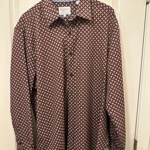 Construct Men's Burgundy and White Patterned Shirt